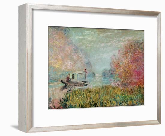 The Boat Studio on the Seine, 1875-Claude Monet-Framed Giclee Print