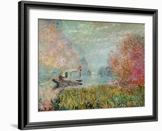 The Boat Studio on the Seine, 1875-Claude Monet-Framed Giclee Print