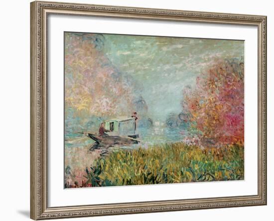 The Boat Studio on the Seine, 1875-Claude Monet-Framed Giclee Print