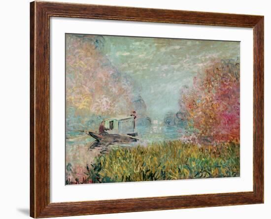 The Boat Studio on the Seine, 1875-Claude Monet-Framed Giclee Print