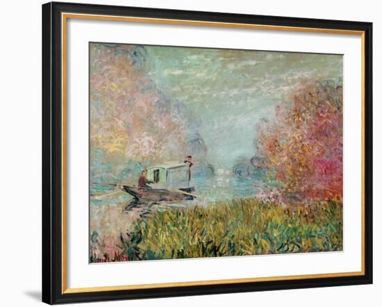 The Boat Studio on the Seine, 1875-Claude Monet-Framed Giclee Print