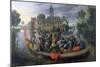 The Boating Party, Satirical Scene with Cats and Monkeys as Humans-Sebastian Vrancx-Mounted Giclee Print