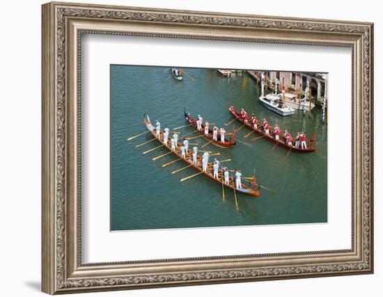 The boats of the historical procession for the historical Regatta on the Grand Canal of Venice-Carlo Morucchio-Framed Photographic Print