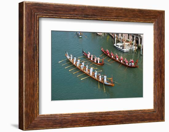 The boats of the historical procession for the historical Regatta on the Grand Canal of Venice-Carlo Morucchio-Framed Photographic Print