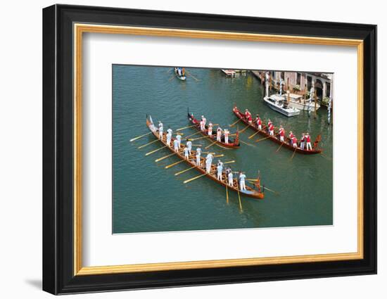 The boats of the historical procession for the historical Regatta on the Grand Canal of Venice-Carlo Morucchio-Framed Photographic Print