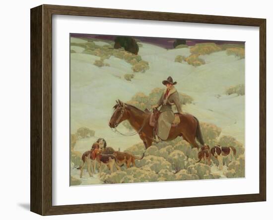 The Bob Cat Hunter (Oil on Canvas)-William Herbert 'Buck' Dunton-Framed Giclee Print