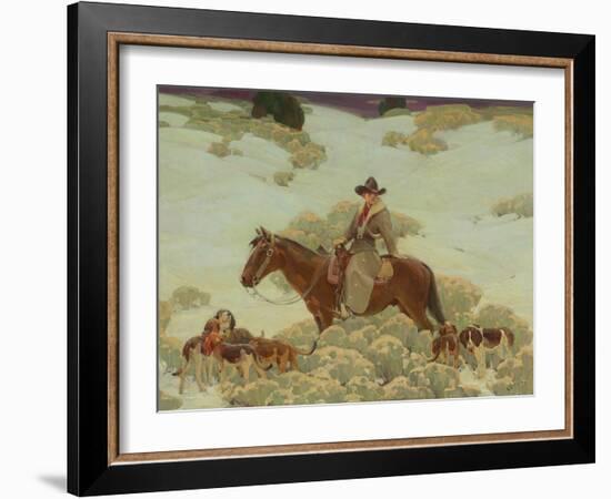 The Bob Cat Hunter (Oil on Canvas)-William Herbert 'Buck' Dunton-Framed Giclee Print