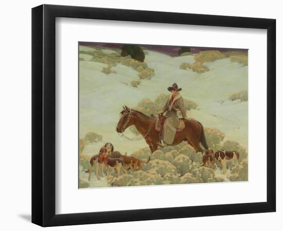 The Bob Cat Hunter (Oil on Canvas)-William Herbert 'Buck' Dunton-Framed Giclee Print