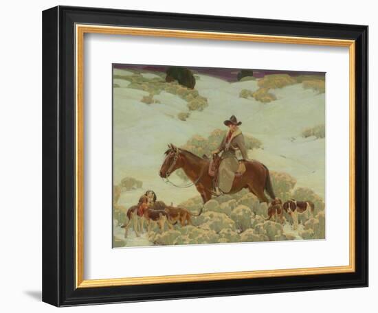 The Bob Cat Hunter (Oil on Canvas)-William Herbert 'Buck' Dunton-Framed Giclee Print