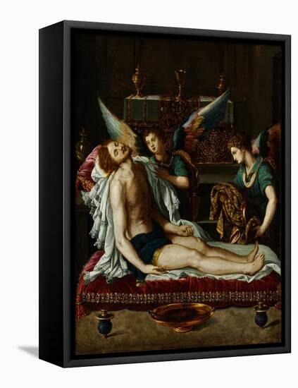 The Body of Christ Anointed by Two Angels-Alessandro Allori-Framed Premier Image Canvas