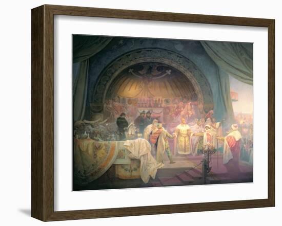 The Bohemian King Premysl Otakar II (D.1278), from the 'Slav Epic', 1924-Alphonse Mucha-Framed Giclee Print