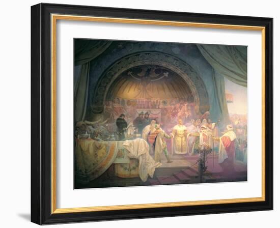 The Bohemian King Premysl Otakar II (D.1278), from the 'Slav Epic', 1924-Alphonse Mucha-Framed Giclee Print