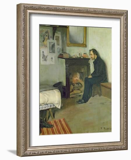 The Bohemian (Portrait of Erik Satie in His Studio in Montmartre), 1891-Santiago Rusinol i Prats-Framed Giclee Print