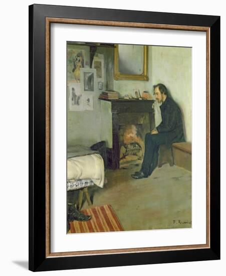 The Bohemian (Portrait of Erik Satie in His Studio in Montmartre), 1891-Santiago Rusinol i Prats-Framed Giclee Print