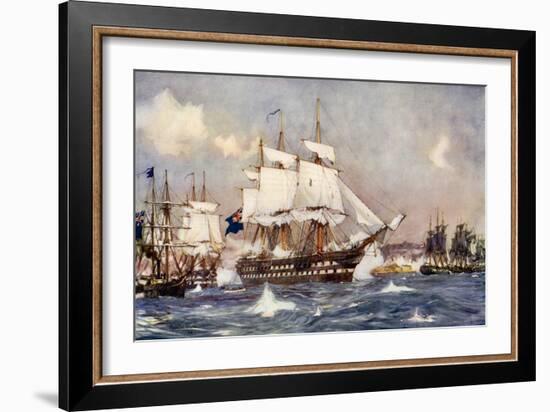 The Bombardment of St Jean D'Acre by the British and Allied Squadrons-Charles Edward Dixon-Framed Giclee Print