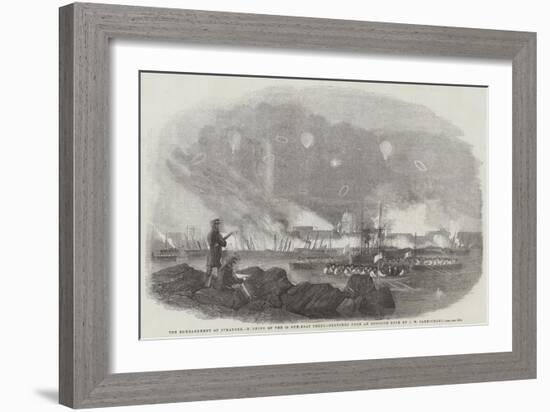 The Bombardment of Sveaborg, Burning of the 60 Gun-Boat Sheds, Sketched from an Opposite Rock-John Wilson Carmichael-Framed Giclee Print