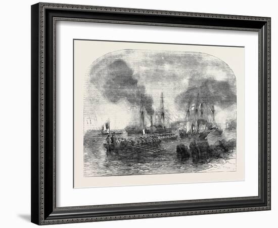 The Bombardment of Sveaborg: French Gun Boats Going to the Battery with Shot and Shell-John Wilson Carmichael-Framed Giclee Print