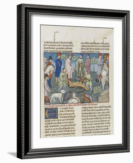 The Book of Gaston Phoebus Hunting: Cutting the Deer-null-Framed Giclee Print