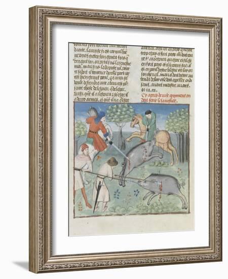 The Book of Gaston Phoebus Hunting: Killing the Boar-null-Framed Giclee Print