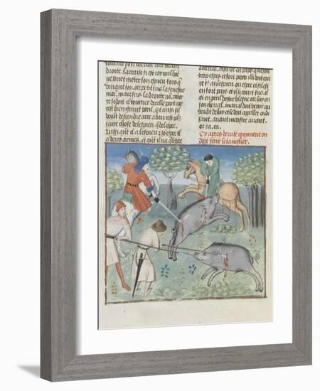 The Book of Gaston Phoebus Hunting: Killing the Boar-null-Framed Giclee Print