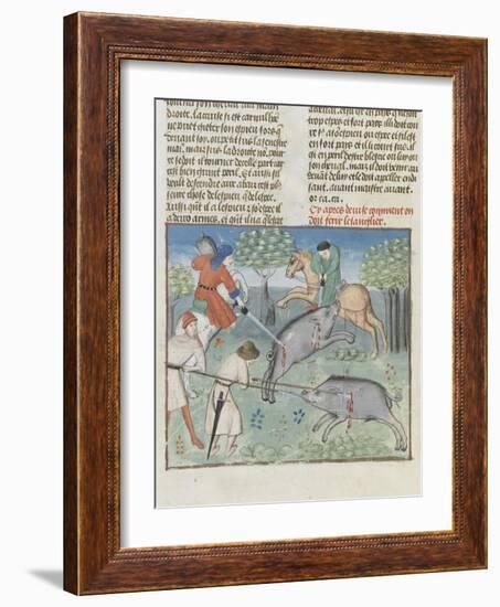 The Book of Gaston Phoebus Hunting: Killing the Boar-null-Framed Giclee Print