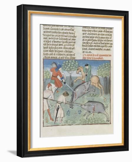 The Book of Gaston Phoebus Hunting: Killing the Boar-null-Framed Giclee Print