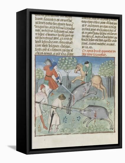 The Book of Gaston Phoebus Hunting: Killing the Boar-null-Framed Premier Image Canvas