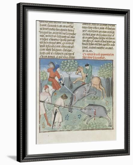 The Book of Gaston Phoebus Hunting: Killing the Boar-null-Framed Giclee Print