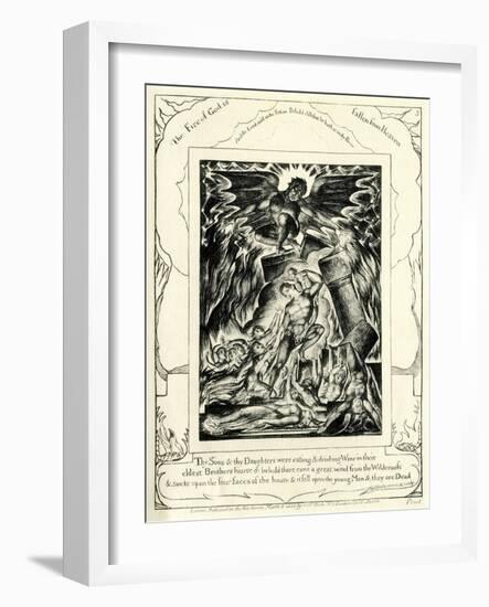 The Book of Job 1: 18-19 by William Blake-William Blake-Framed Giclee Print
