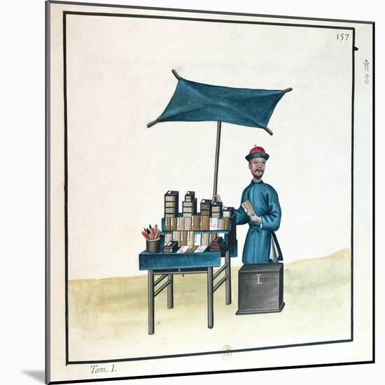The Book Seller, from a Book on the Street Calls of Peking, C.1785 (W/C and Gouache on Paper)-French-Mounted Giclee Print