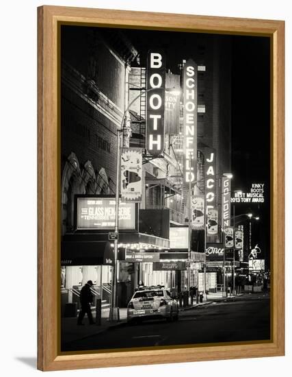 The Booth Theatre at Broadway - Urban Street Scene by Night with a NYPD Police Car - Manhattan-Philippe Hugonnard-Framed Premier Image Canvas