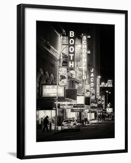 The Booth Theatre at Broadway - Urban Street Scene by Night with a NYPD Police Car - Manhattan-Philippe Hugonnard-Framed Photographic Print