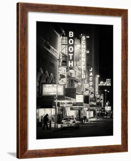 The Booth Theatre at Broadway - Urban Street Scene by Night with a NYPD Police Car - Manhattan-Philippe Hugonnard-Framed Photographic Print