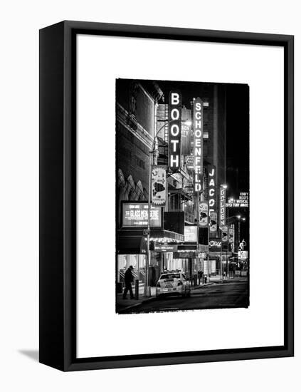 The Booth Theatre at Broadway - Urban Street Scene by Night with a NYPD Police Car - Manhattan-Philippe Hugonnard-Framed Stretched Canvas