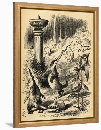 The Borogoves, Toves and the Raths, Illustration from 'Through the Looking Glass' by Lewis…-John Tenniel-Framed Premier Image Canvas