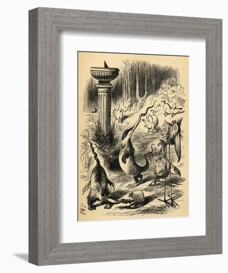 The Borogoves, Toves and the Raths, Illustration from 'Through the Looking Glass' by Lewis…-John Tenniel-Framed Giclee Print