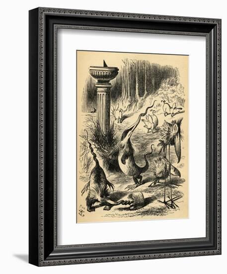 The Borogoves, Toves and the Raths, Illustration from 'Through the Looking Glass' by Lewis…-John Tenniel-Framed Giclee Print