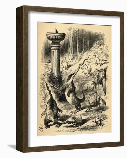 The Borogoves, Toves and the Raths, Illustration from 'Through the Looking Glass' by Lewis…-John Tenniel-Framed Giclee Print