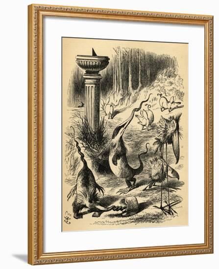 The Borogoves, Toves and the Raths, Illustration from 'Through the Looking Glass' by Lewis…-John Tenniel-Framed Giclee Print