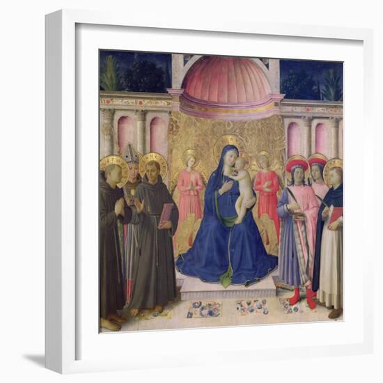 The Bosco Ai Frati Altarpiece: The Virgin and Child Enthroned with Two Angels, 1452-Fra Angelico-Framed Giclee Print