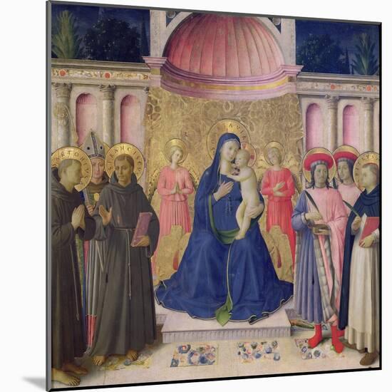 The Bosco Ai Frati Altarpiece: The Virgin and Child Enthroned with Two Angels, 1452-Fra Angelico-Mounted Giclee Print