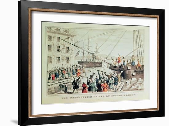 The Boston Tea Party, 1846-Currier & Ives-Framed Giclee Print