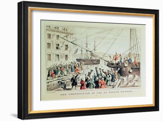 The Boston Tea Party, 1846-Currier & Ives-Framed Giclee Print