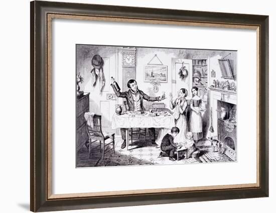 The Bottle Is Brought Out for the First Time, London, England, 1847-George Cruikshank-Framed Giclee Print