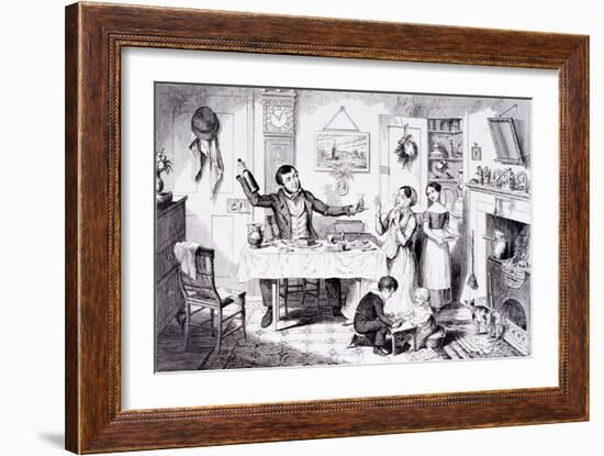 The Bottle Is Brought Out for the First Time, London, England, 1847-George Cruikshank-Framed Giclee Print