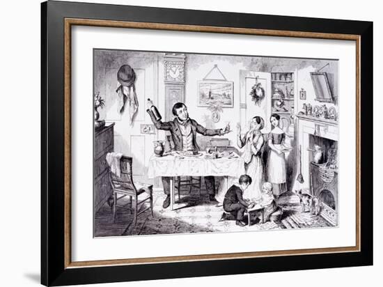 The Bottle Is Brought Out for the First Time, London, England, 1847-George Cruikshank-Framed Giclee Print