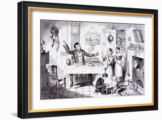 The Bottle Is Brought Out for the First Time, London, England, 1847-George Cruikshank-Framed Giclee Print