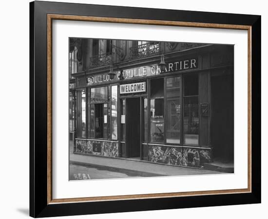 The Bouillon Camille Chartier Welcoming the Customer in English Language, Paris-Jacques Moreau-Framed Photographic Print