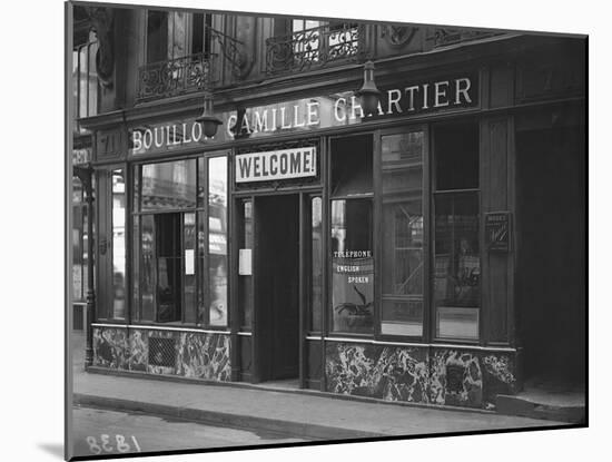 The Bouillon Camille Chartier Welcoming the Customer in English Language, Paris-Jacques Moreau-Mounted Photographic Print