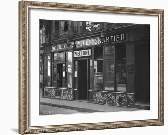 The Bouillon Camille Chartier Welcoming the Customer in English Language, Paris-Jacques Moreau-Framed Photographic Print